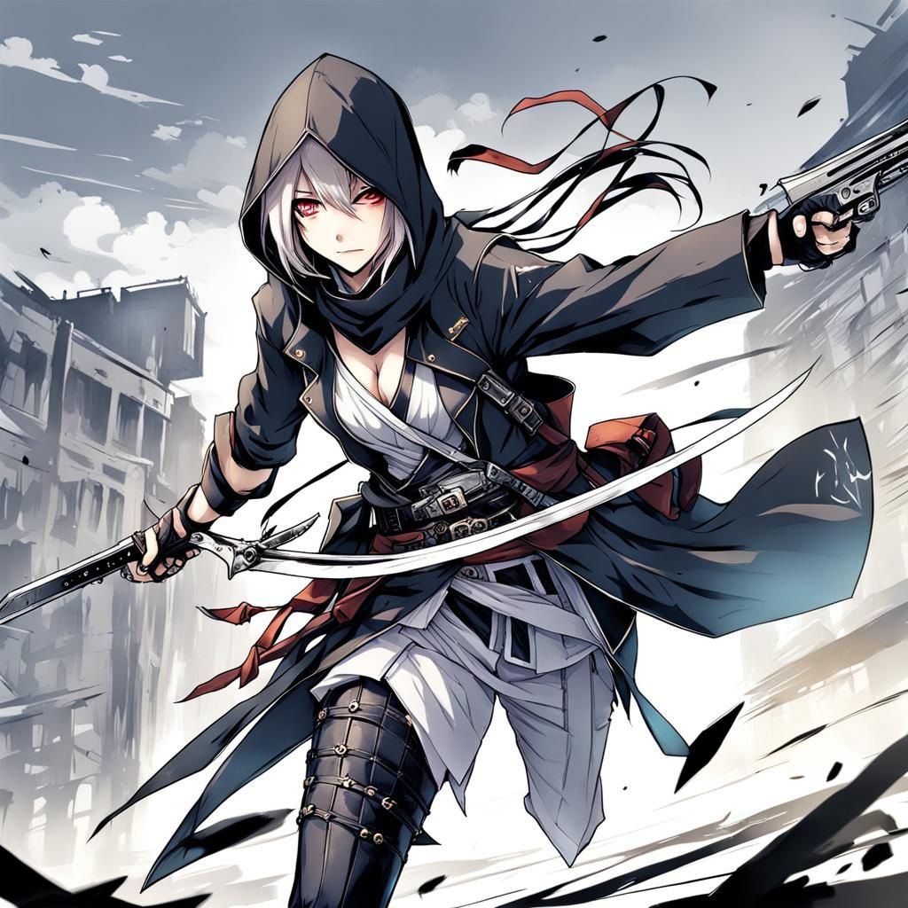 Anime-Style Female Assassin in Japanese Manga