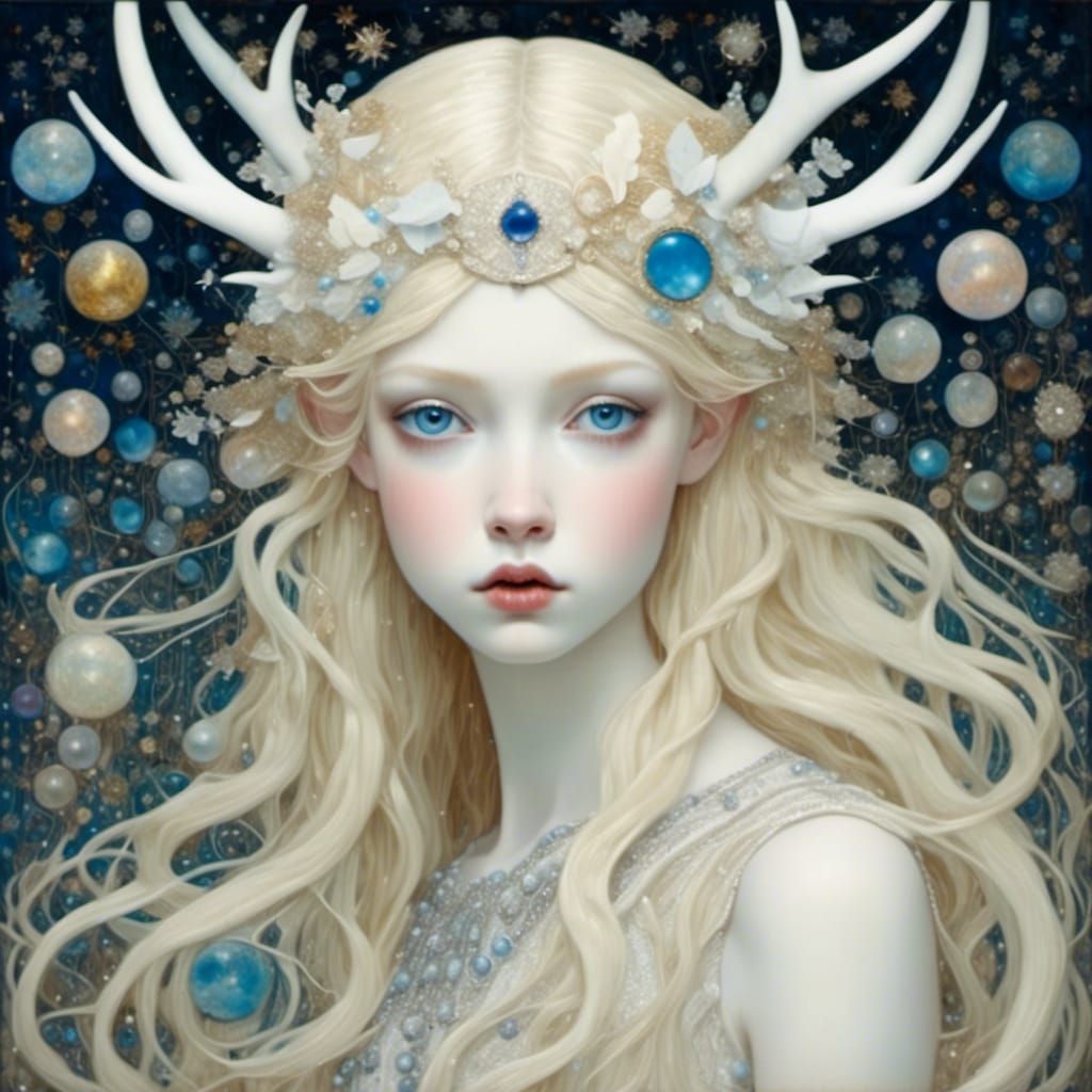 Ethereal Fairy Portrait in Gustav Klimt Style