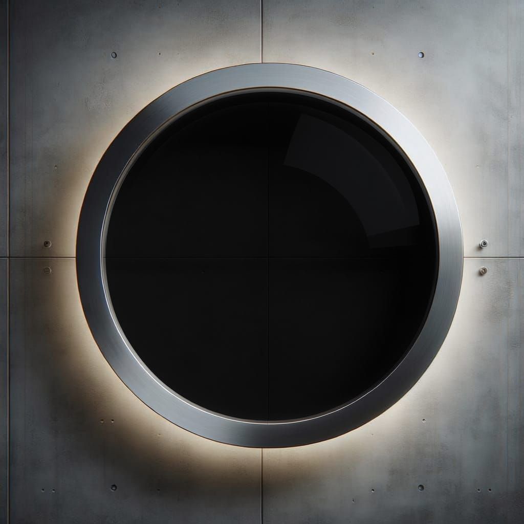 Polished Concrete Wall with Circular Glass Panel