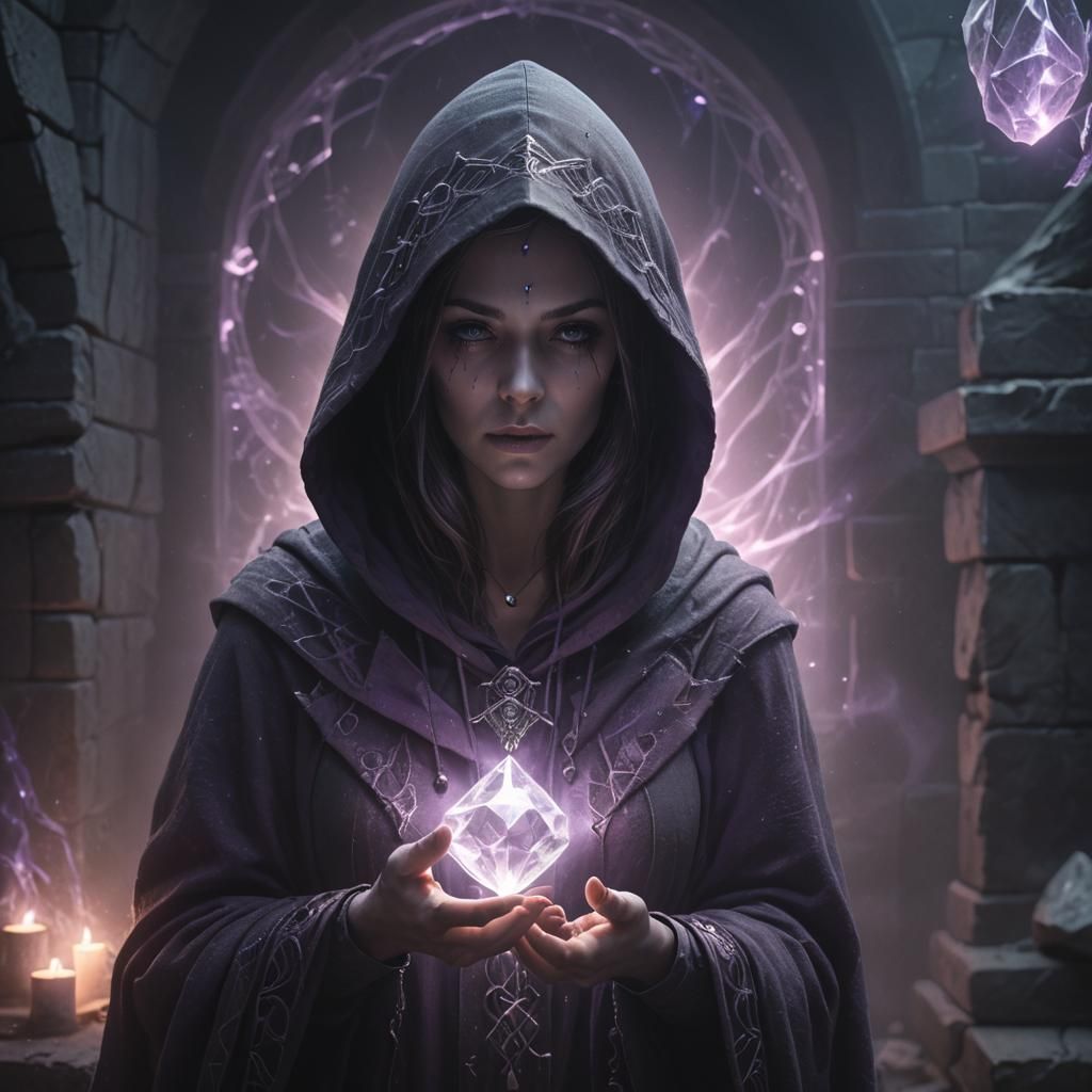 Mystical Hooded Figure in Dark Fantasy Art