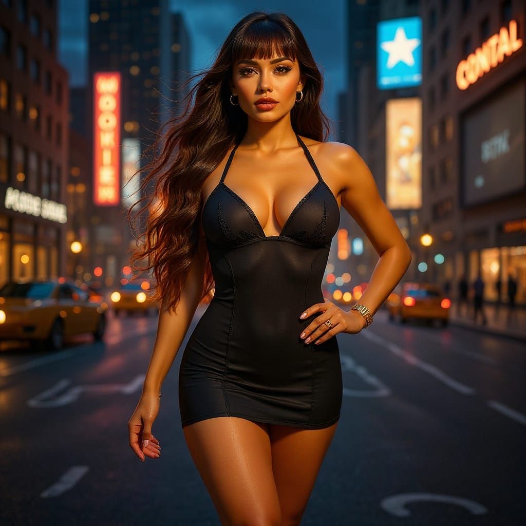 Curvy Woman in Times Square: Professional Photography