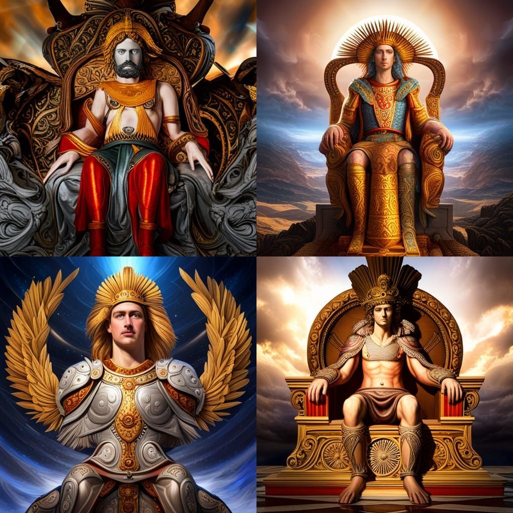 King Alexander the Great on Throne, Hyperrealistic 3D