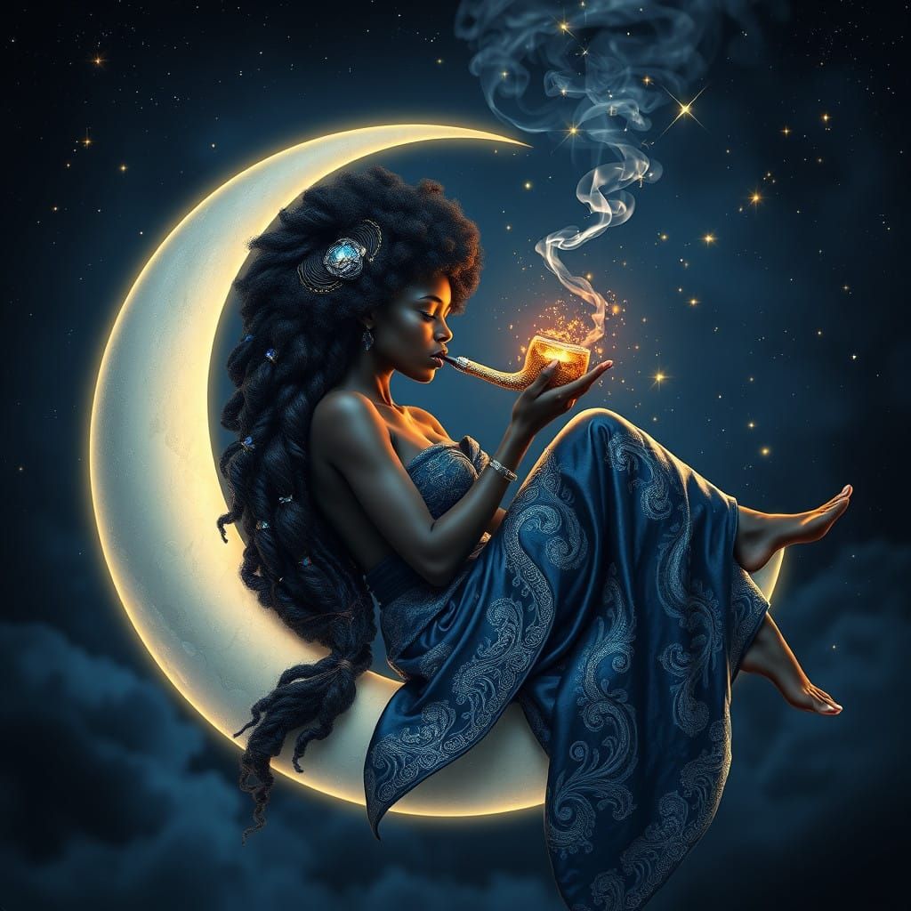 Ebony Goddess in Celestial Harmony