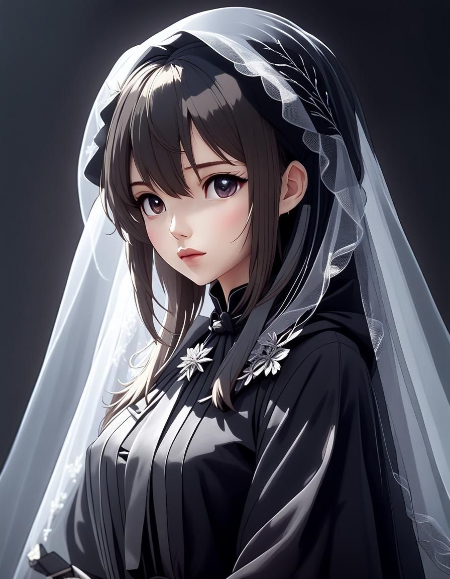 Portraits with Tulle Veils in 3D Anime Style