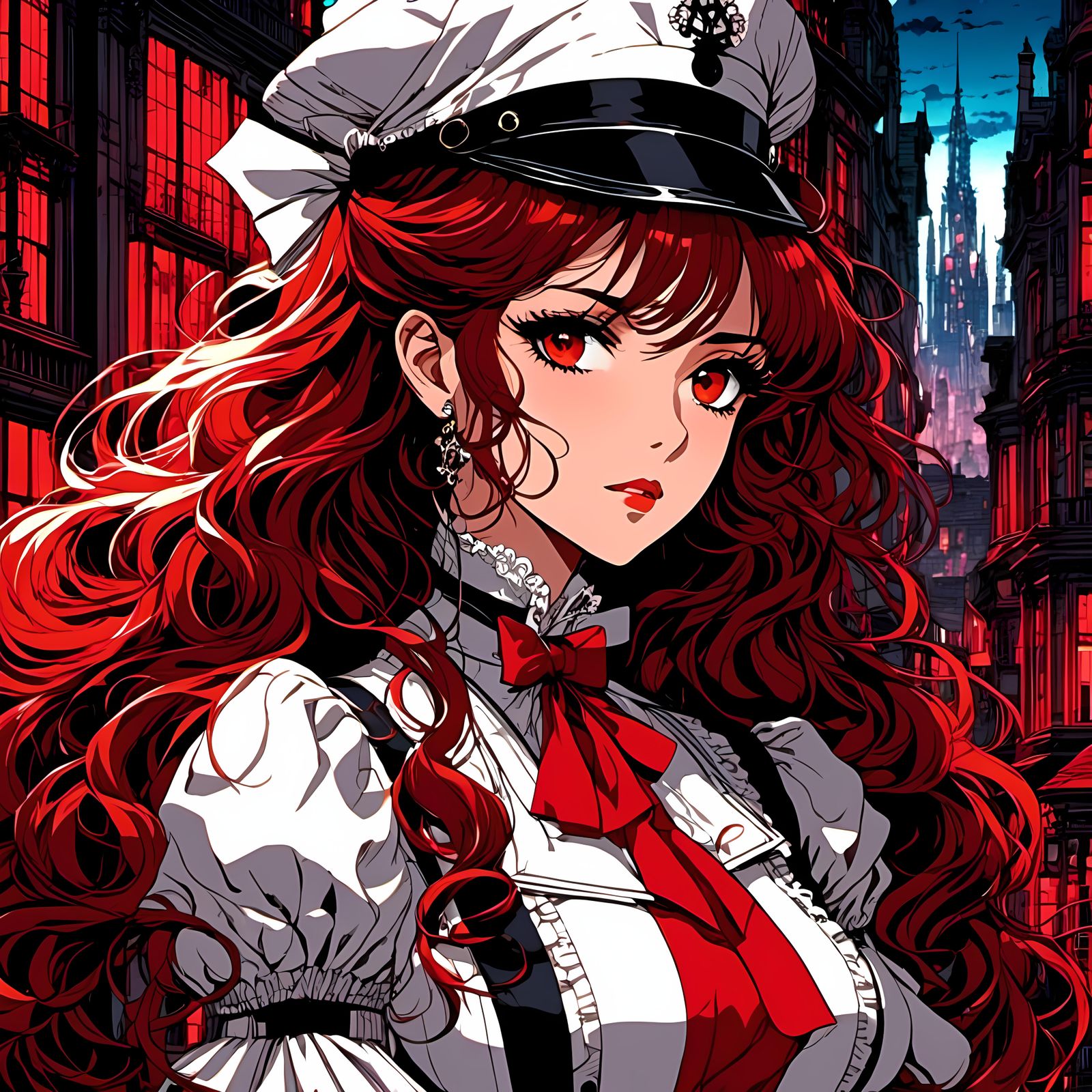 Glitchcore Woman in Victorian Nurse Uniform