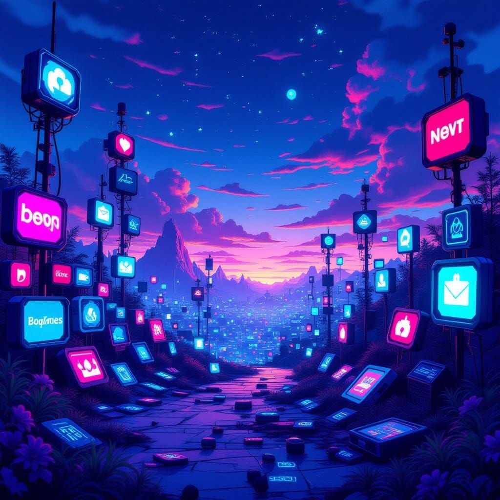 Nostalgic Internet Culture Collage in Digital Painting Style