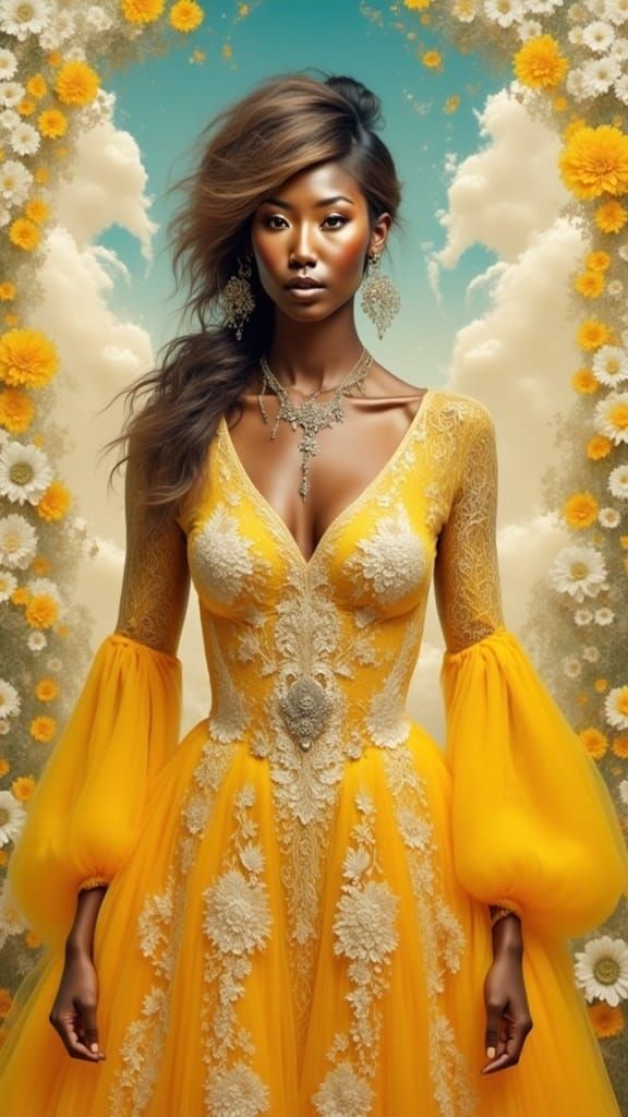 Sorbet Sun Gown: Elegant Fantasy Fashion in Detailed Matte P...