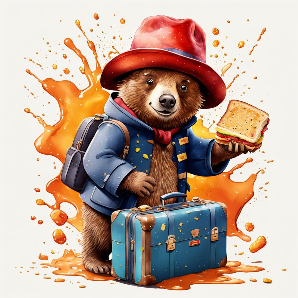 Paddington Bear Digital Watercolour Illustration