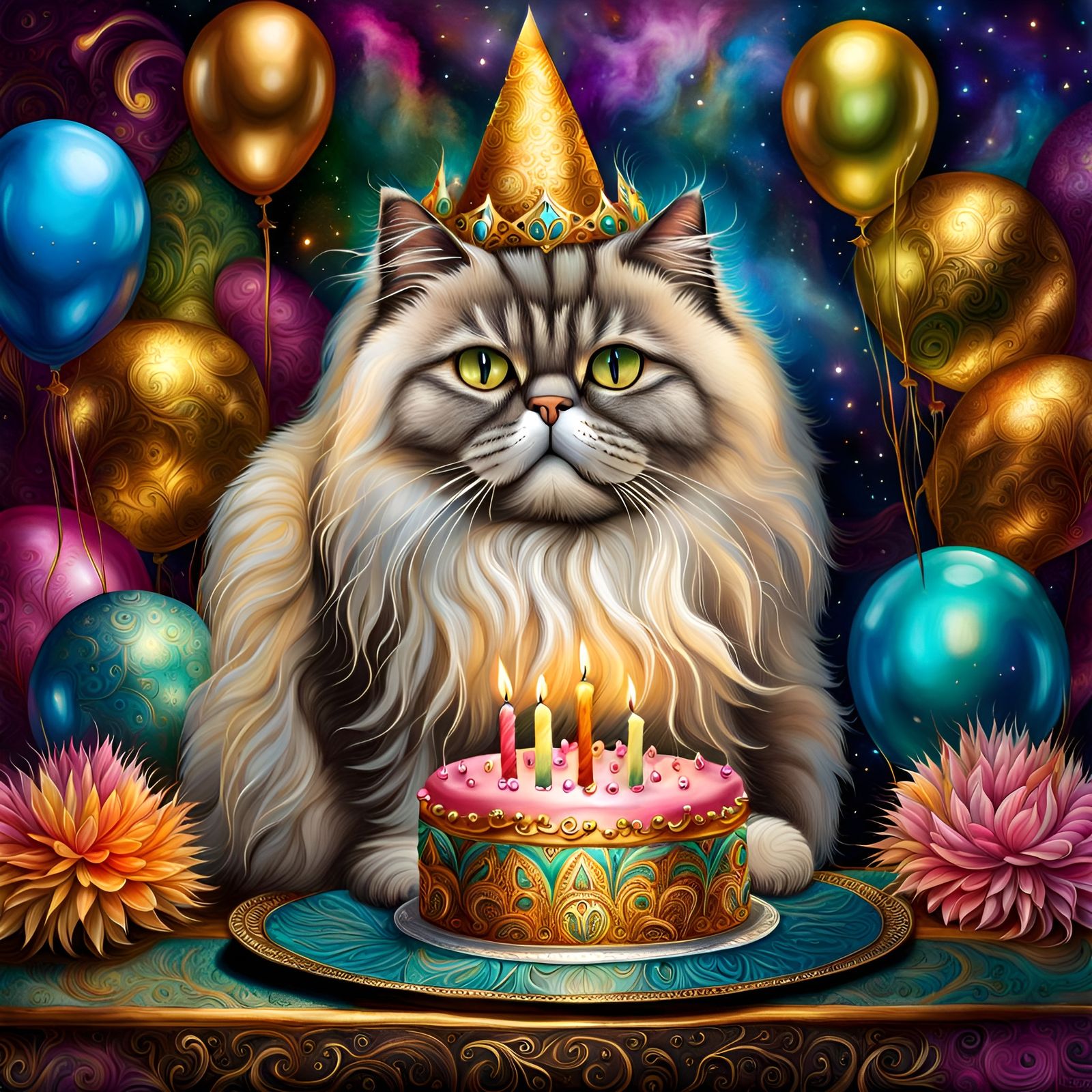 Exotic Persian Cat Birthday Party with Lavish Cake