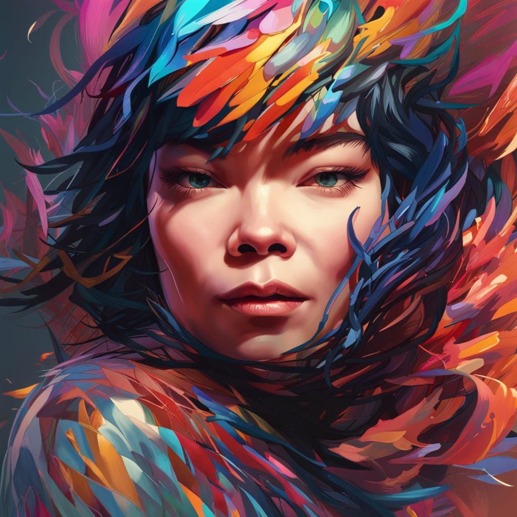 Björk Portrait in Dynamic Lighting