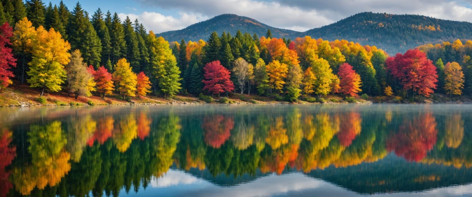 Serene Lake Scene in Impressionistic Style