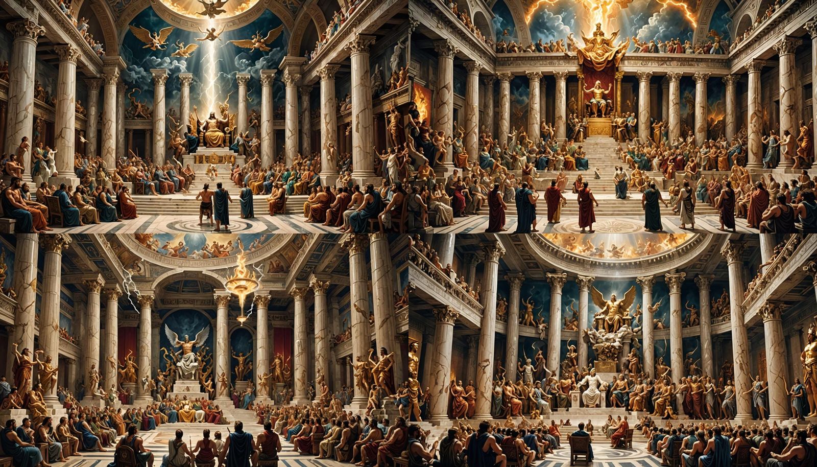 Gods of Olympus Gathered in Great Hall: 8K Art