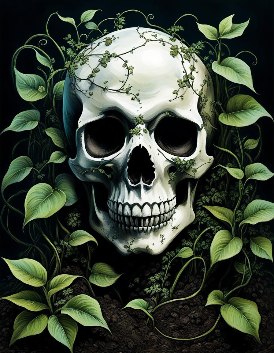 Sinister Skull Emerges in Palette Knife Painting