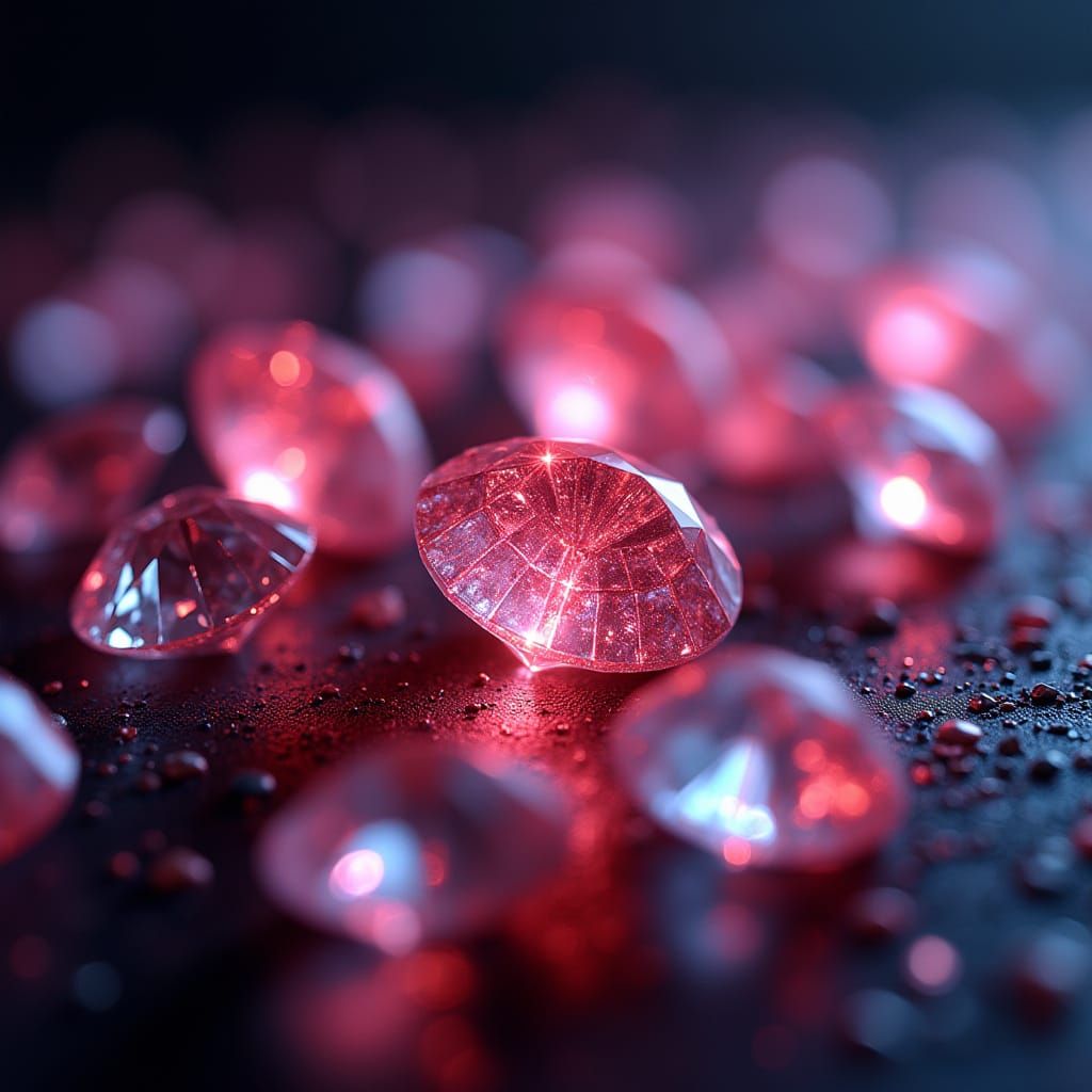 Diamonds Reflecting Light and Red Laser