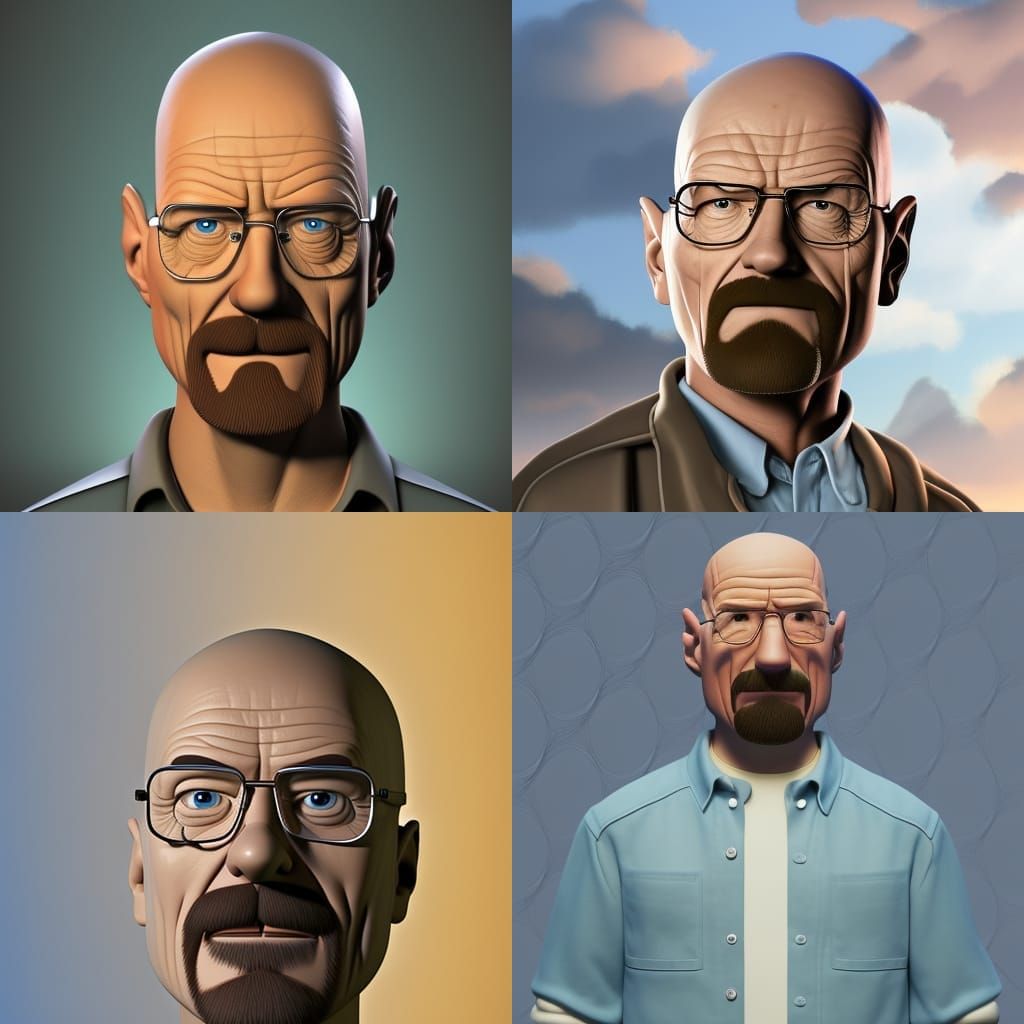 Walter White as Pixar Style 3D Digital Art