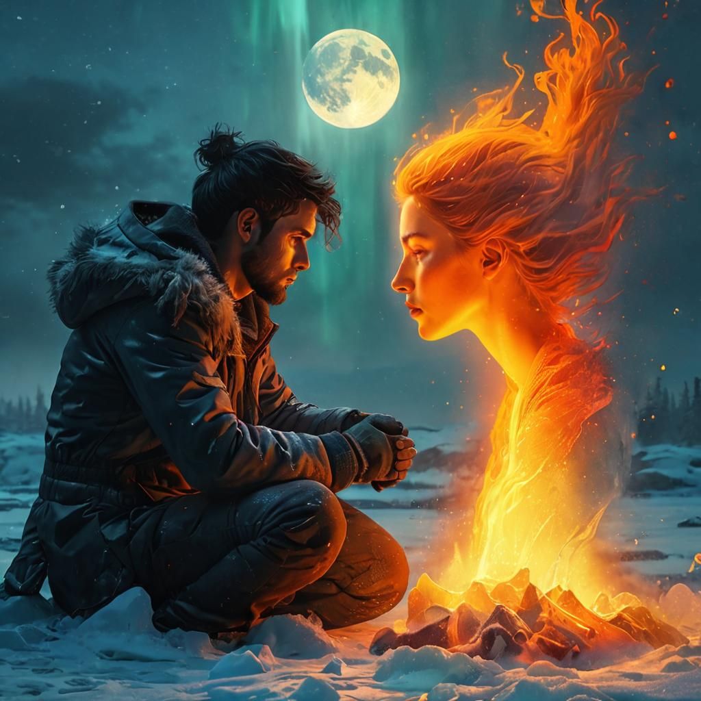 Person in Cold Place Lit by Warm Light