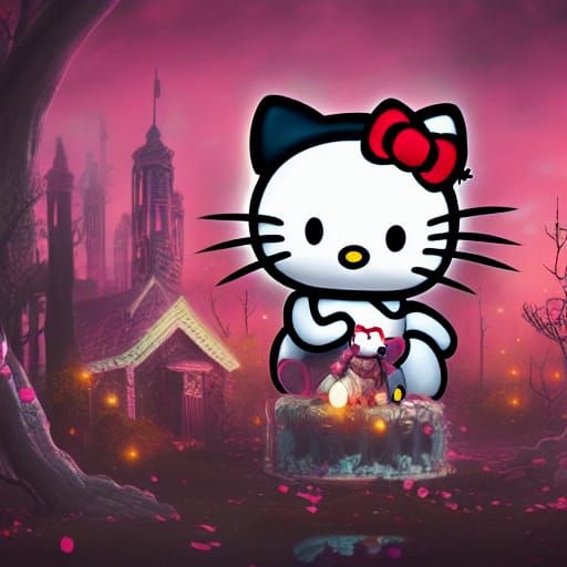Horror Hello Kitty: Detailed Matte Painting