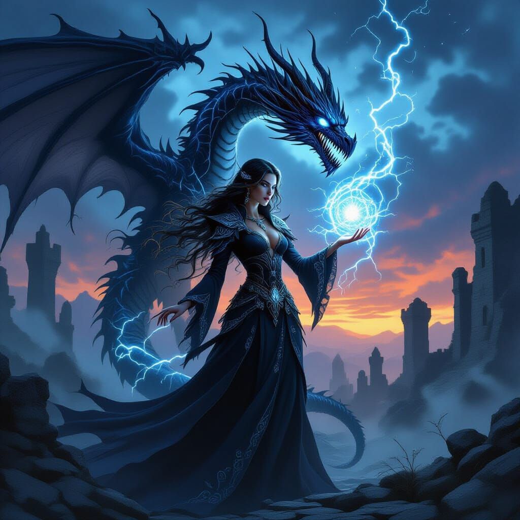 Goddess-Electric-Witch Conjures Shadow Dragon