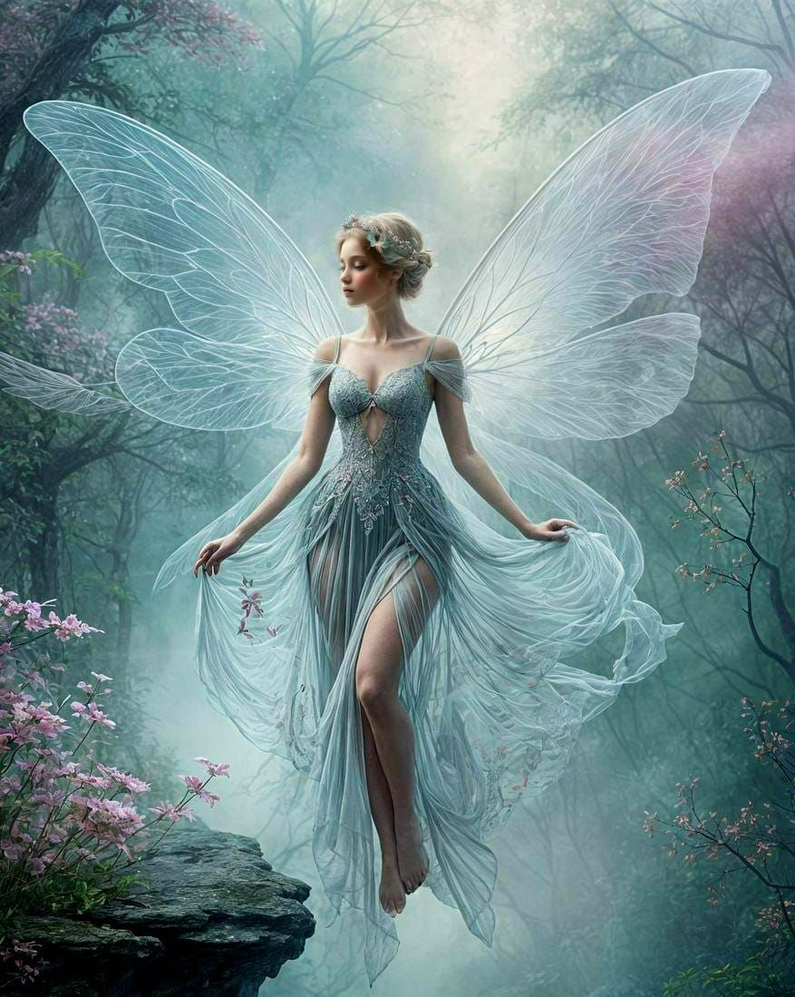 Fairy on Spindle in Ethereal Fractal Fog