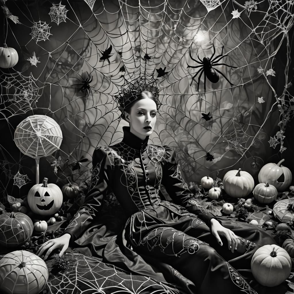 Surreal Autumn Dreamer with Fairy in Rayograph Style