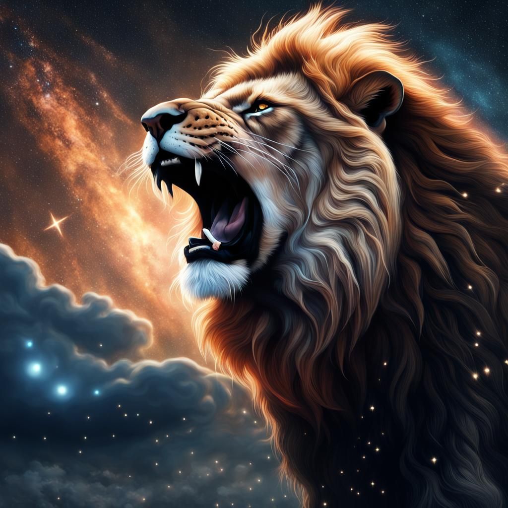 Roaring galaxy lion