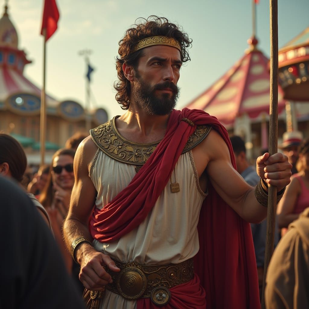 Achilles: Carnival Ride Operator in Gritty Scene