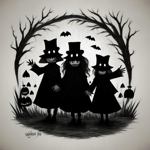 AI Generated Spooky Kids Illustration