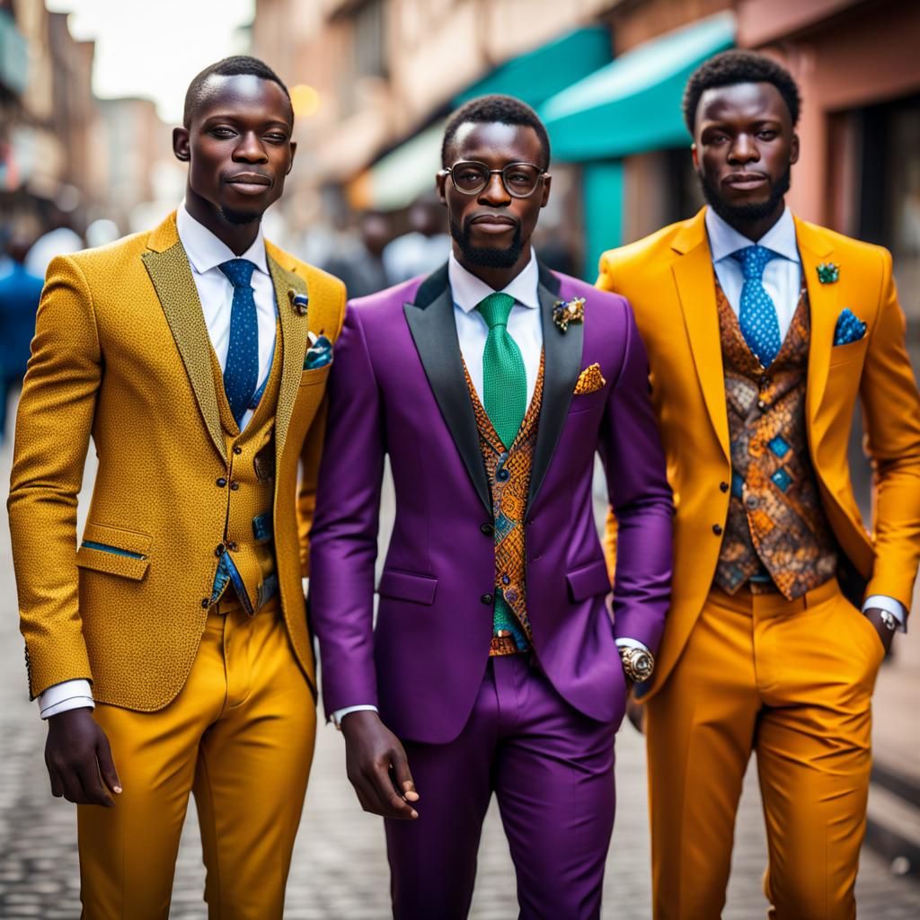 Elegant African Dandies in Colorful Suits