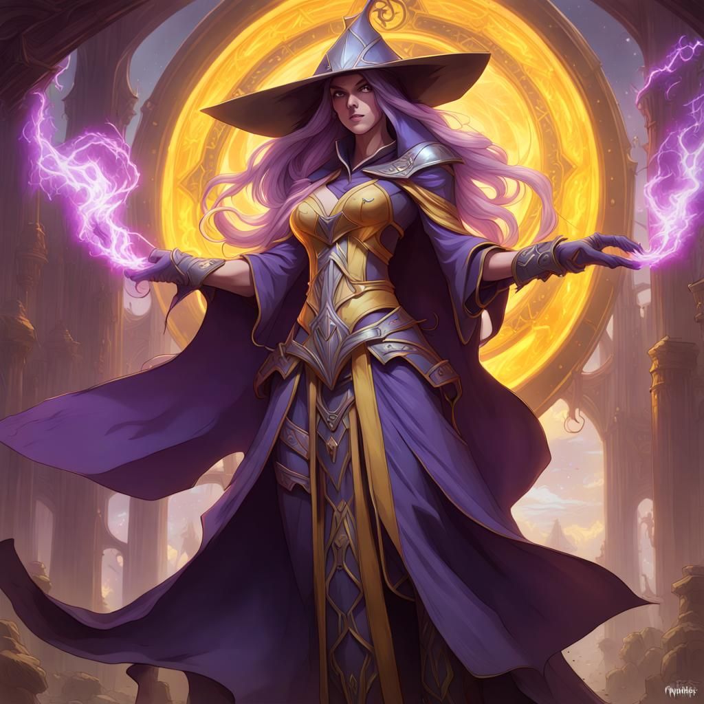 Anime Sorcerer Card in Dark Fantasy Style