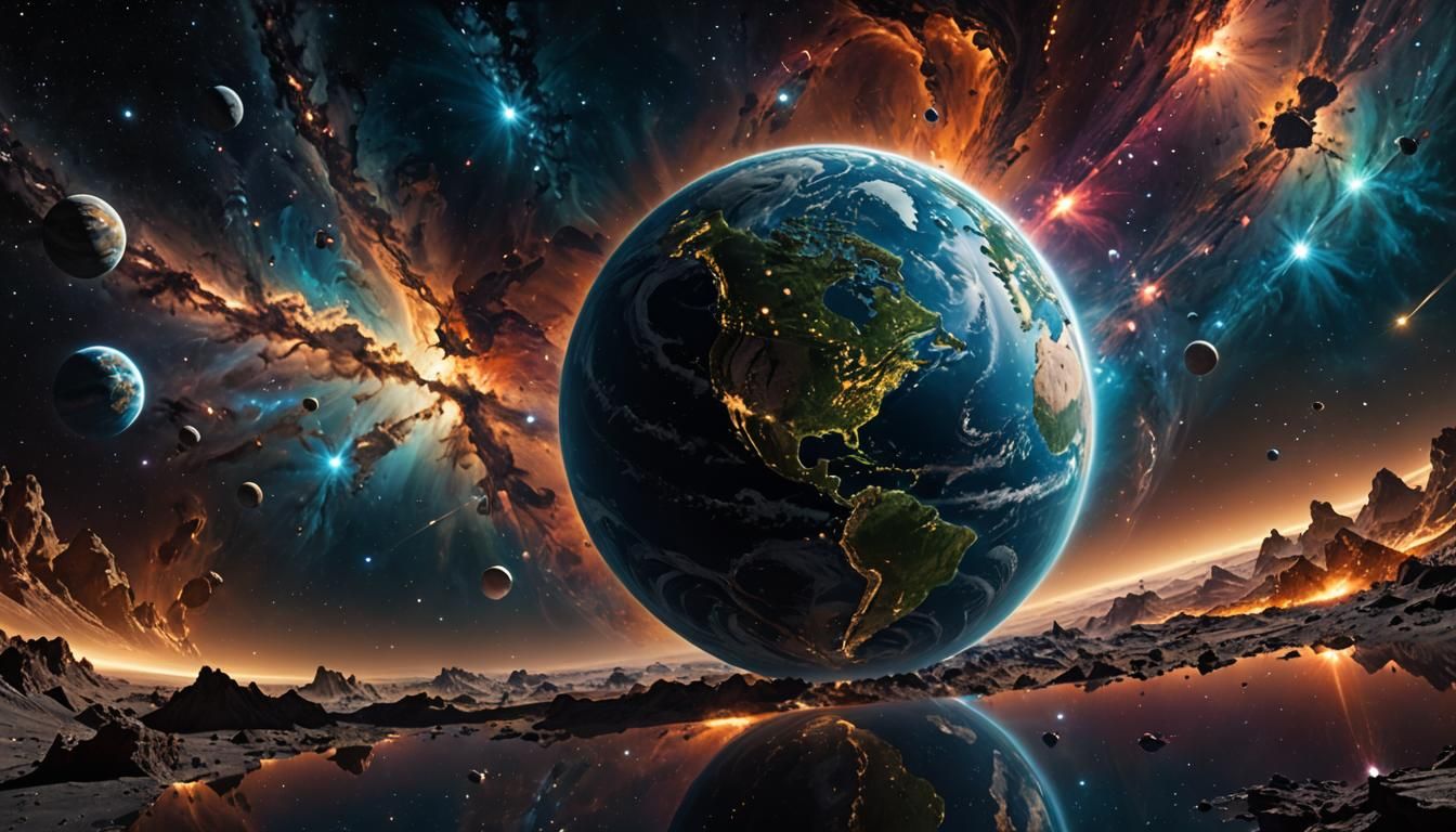 Spectacular Iridescent Galaxies in Photorealism Style