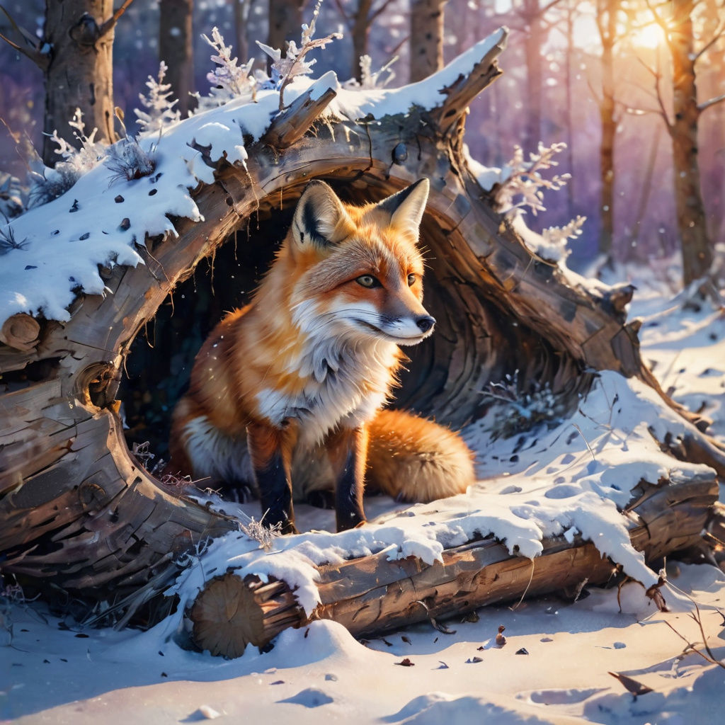 Ethereal Winter Fox in Snowy Hollow