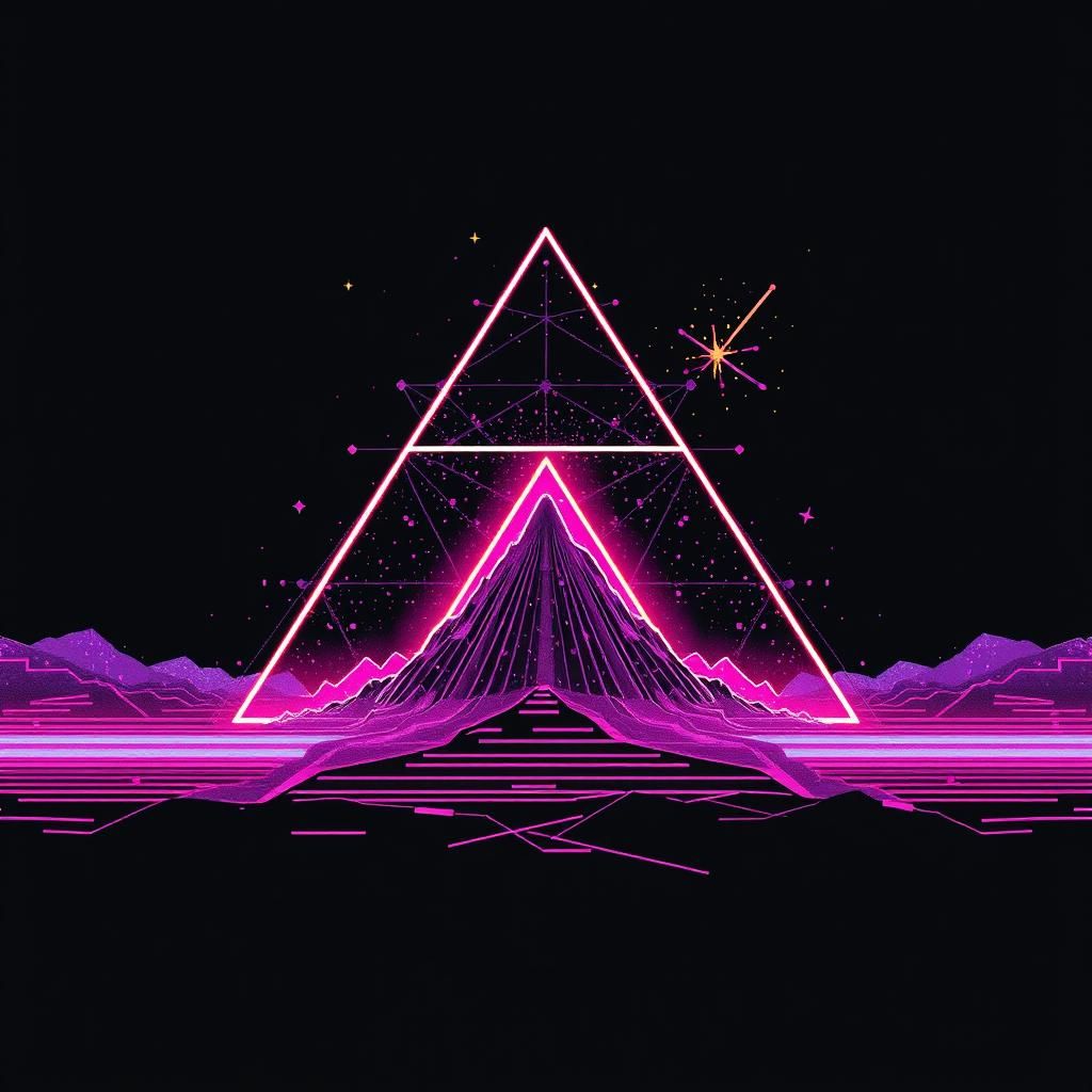 Abstract Glitch Art Constellation in Indigocore Style