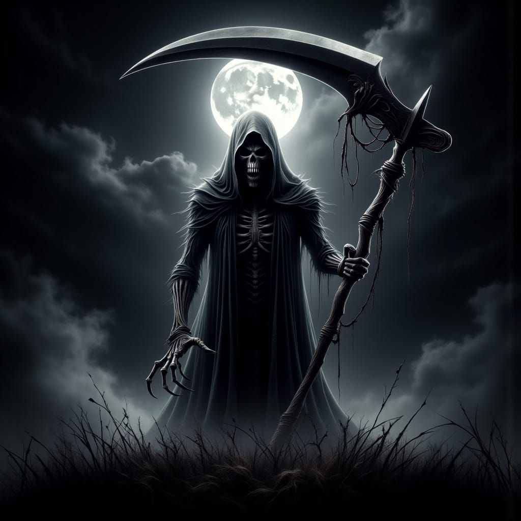 Grim Reaper with Scythe in Horror Style