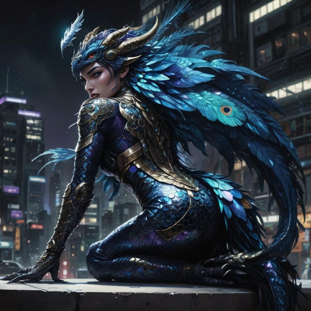 Dragon Woman Portrait in Comic Book Style