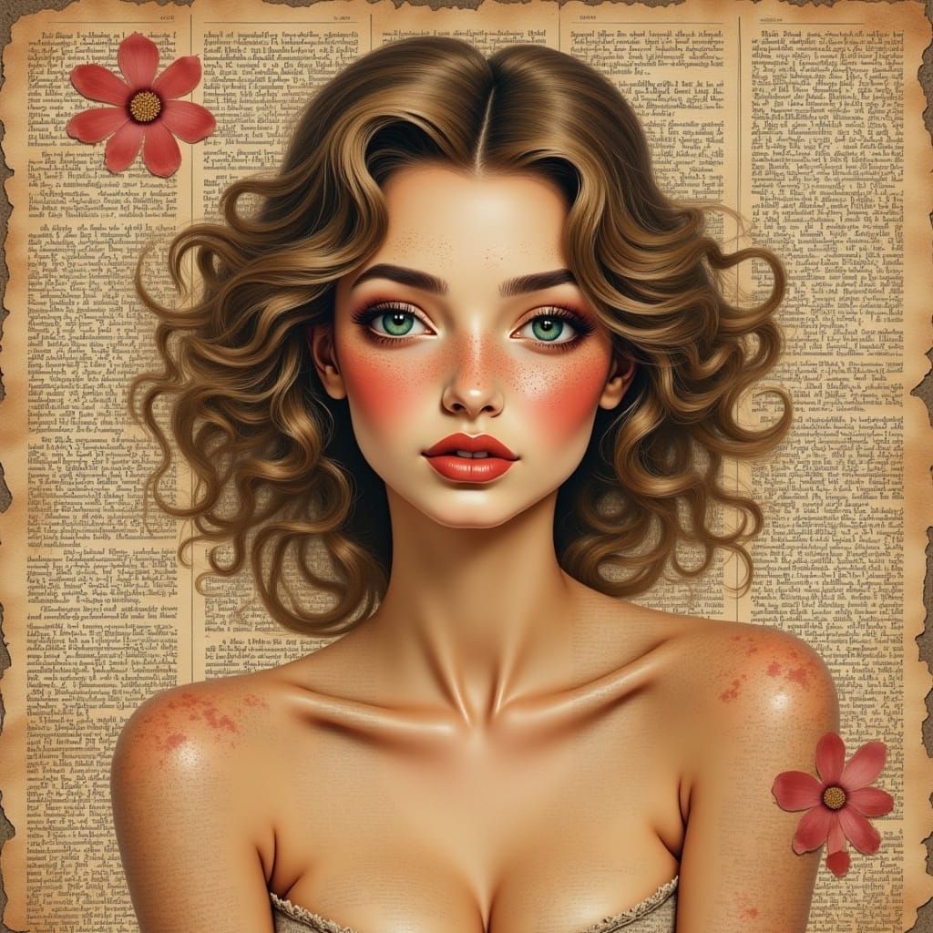 Boris Vallejo Style Woman on Papyrus