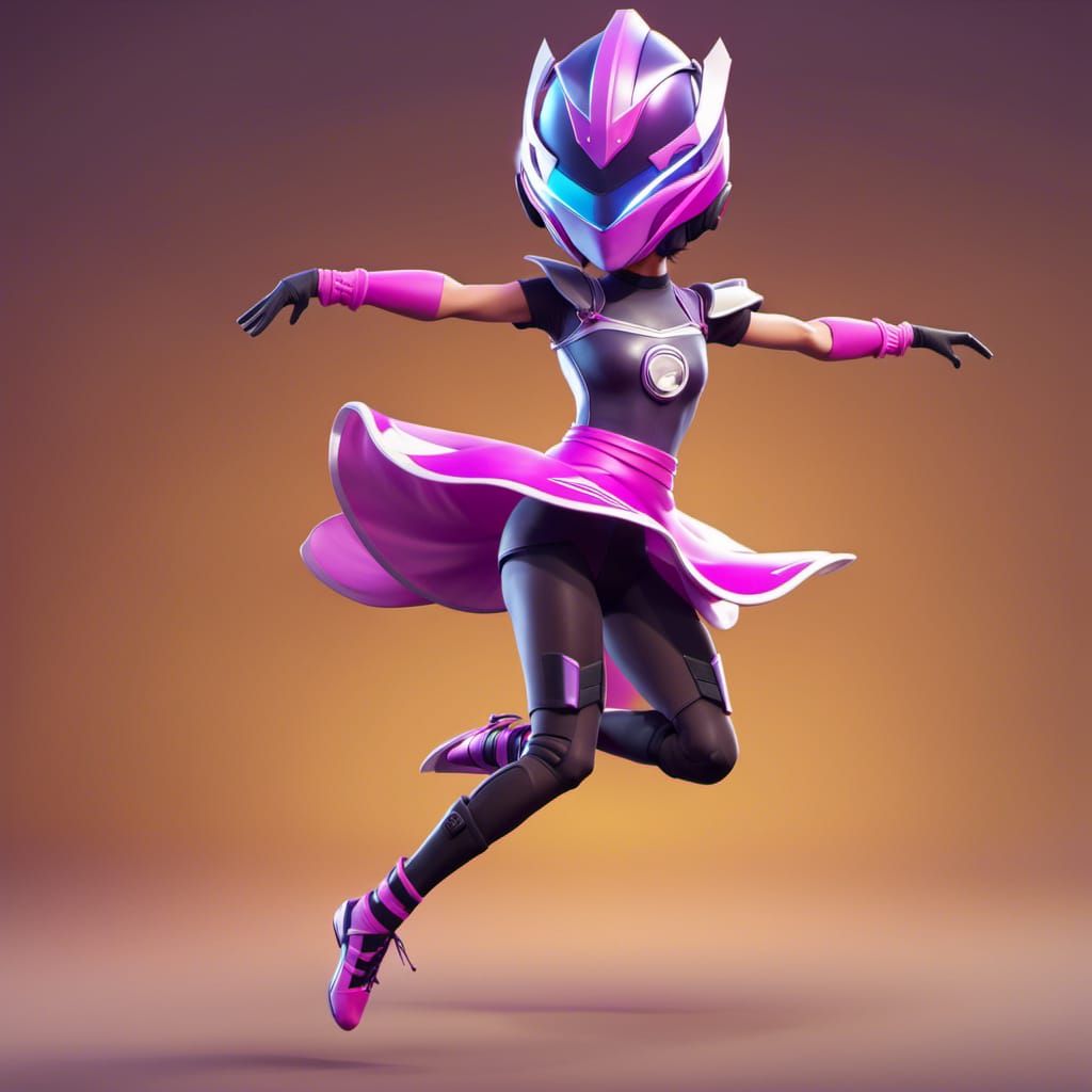 Ballerina in Helmet: 3D Fortnite-Style Character Art
