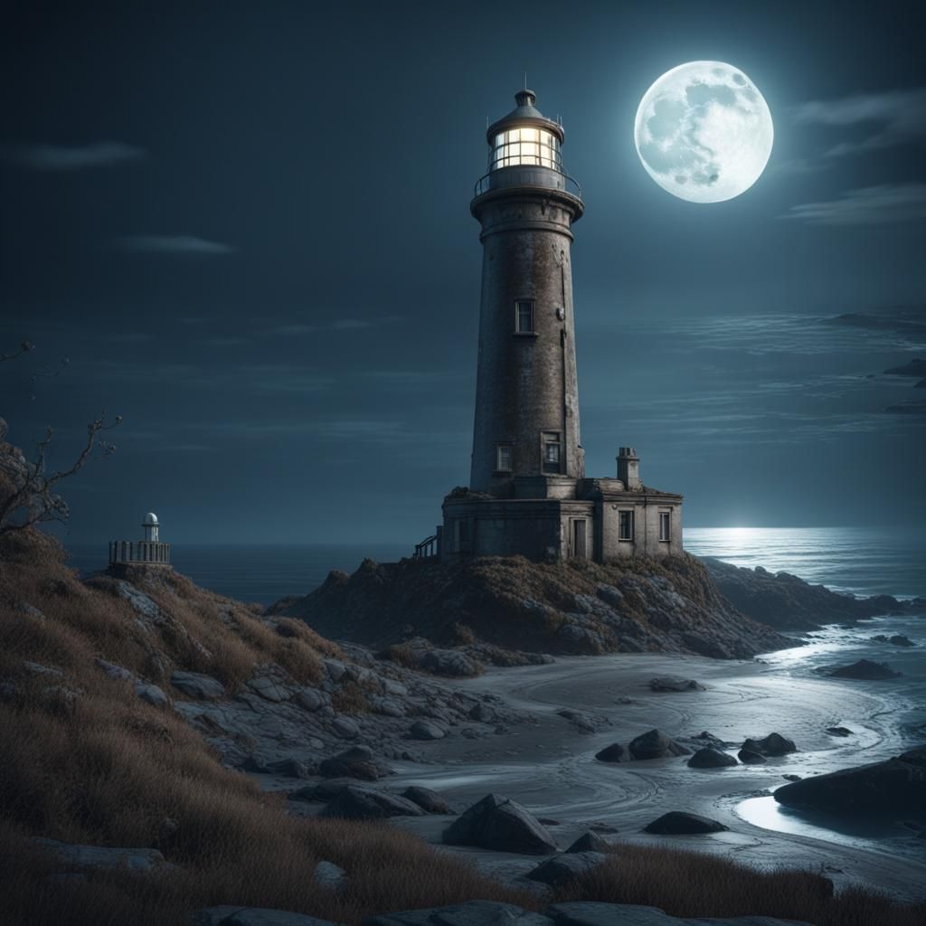 Haunted Lighthouse on Scottish Shore: Fantasy Concept Art
