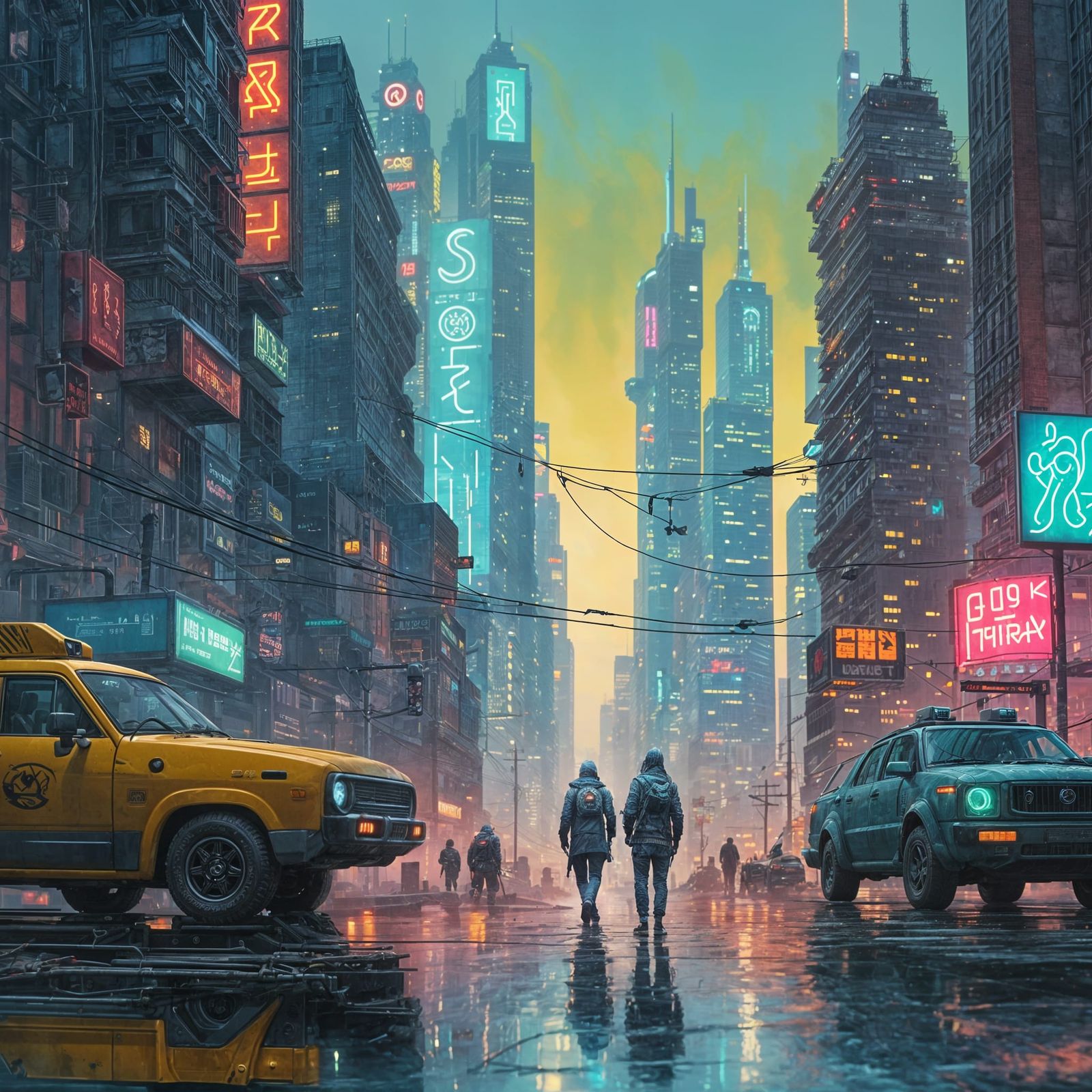 Cyberpunk Robot Detective in Futuristic Cityscape