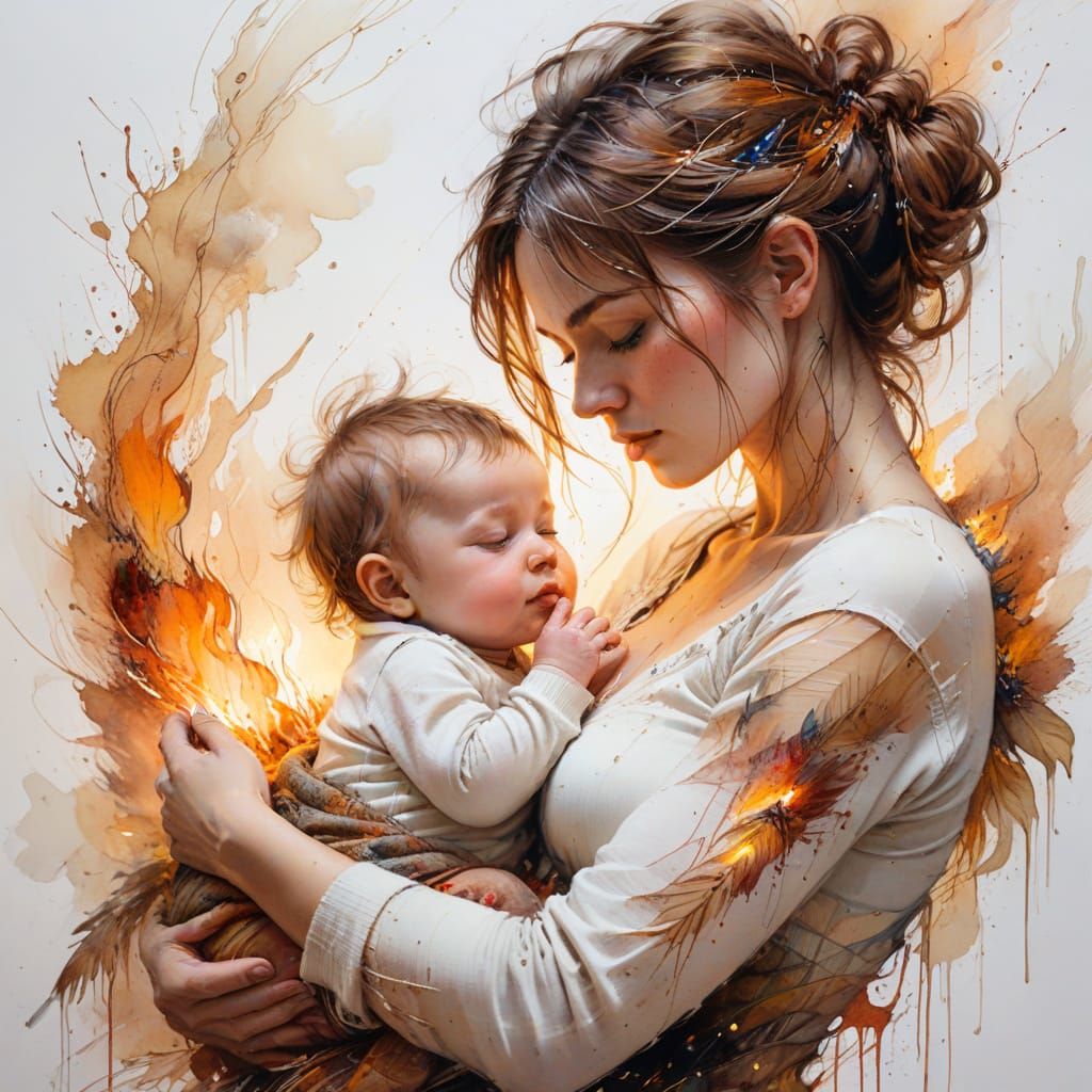 Mother's Gentle Love Beside the Warm Fire