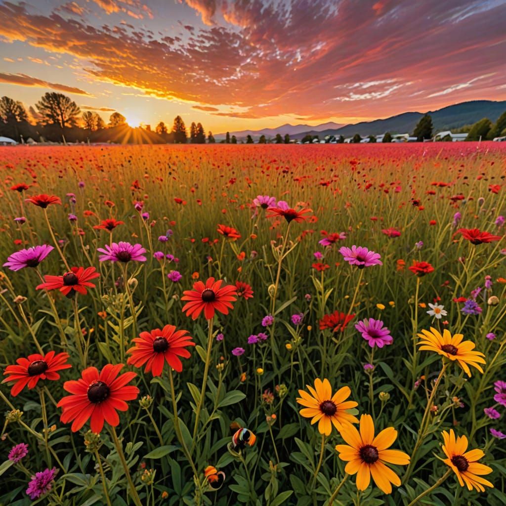 Vibrant Holi Color Blast in a Sunny Meadow