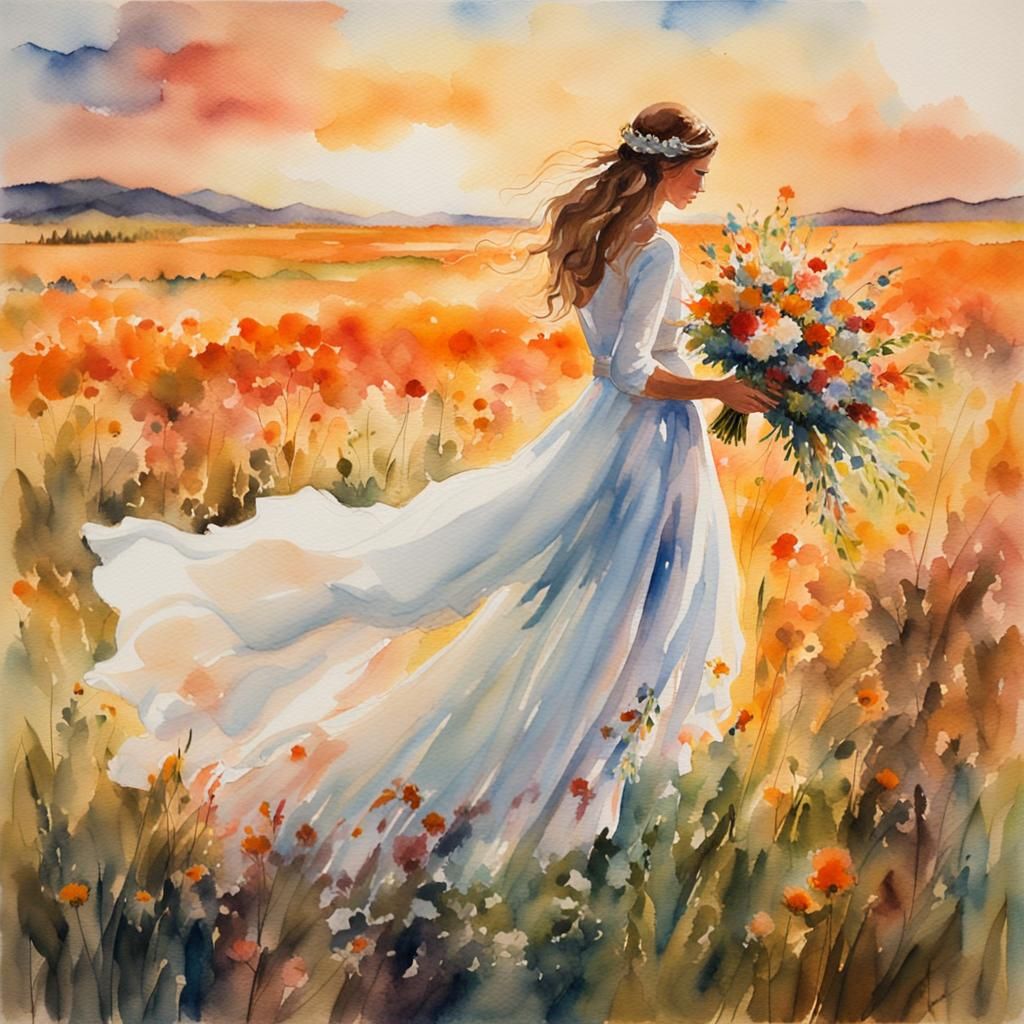 Western Wedding: Watercolor Bride Lassos Groom