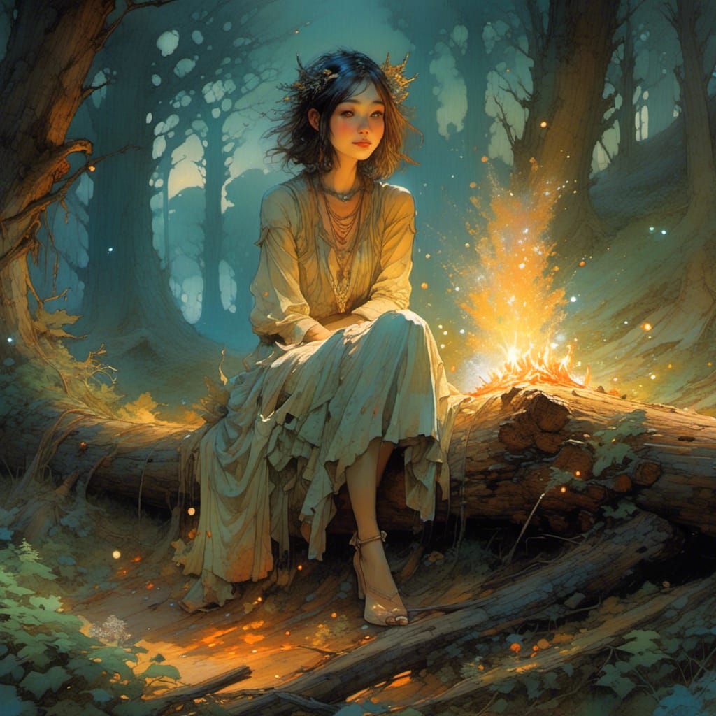 Punk Elf in Enchanted Forest Digital Painting