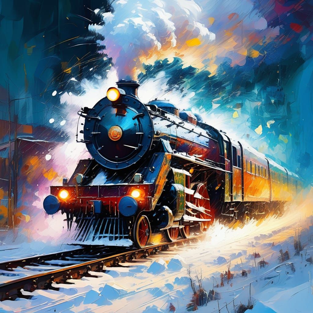 Expressive Steam Train Blasts Through Snowy Blizzard