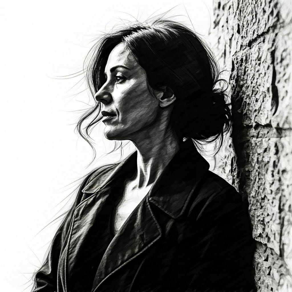 Elegantly Contoured Woman amidst Textured Stone