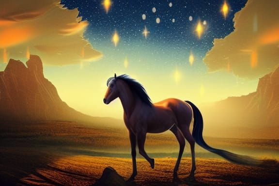 Majestic Senator Horse Debates Under Starry Night
