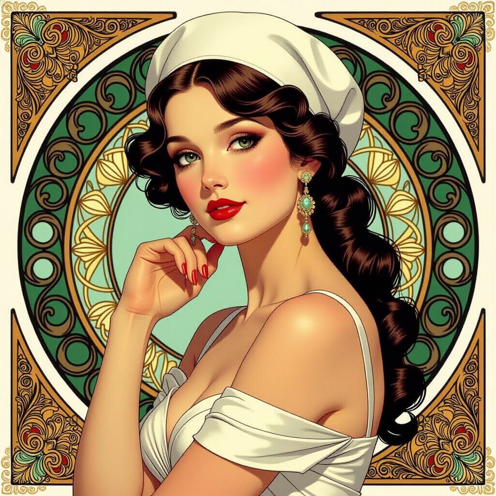 Elegant Woman in Art Nouveau Style