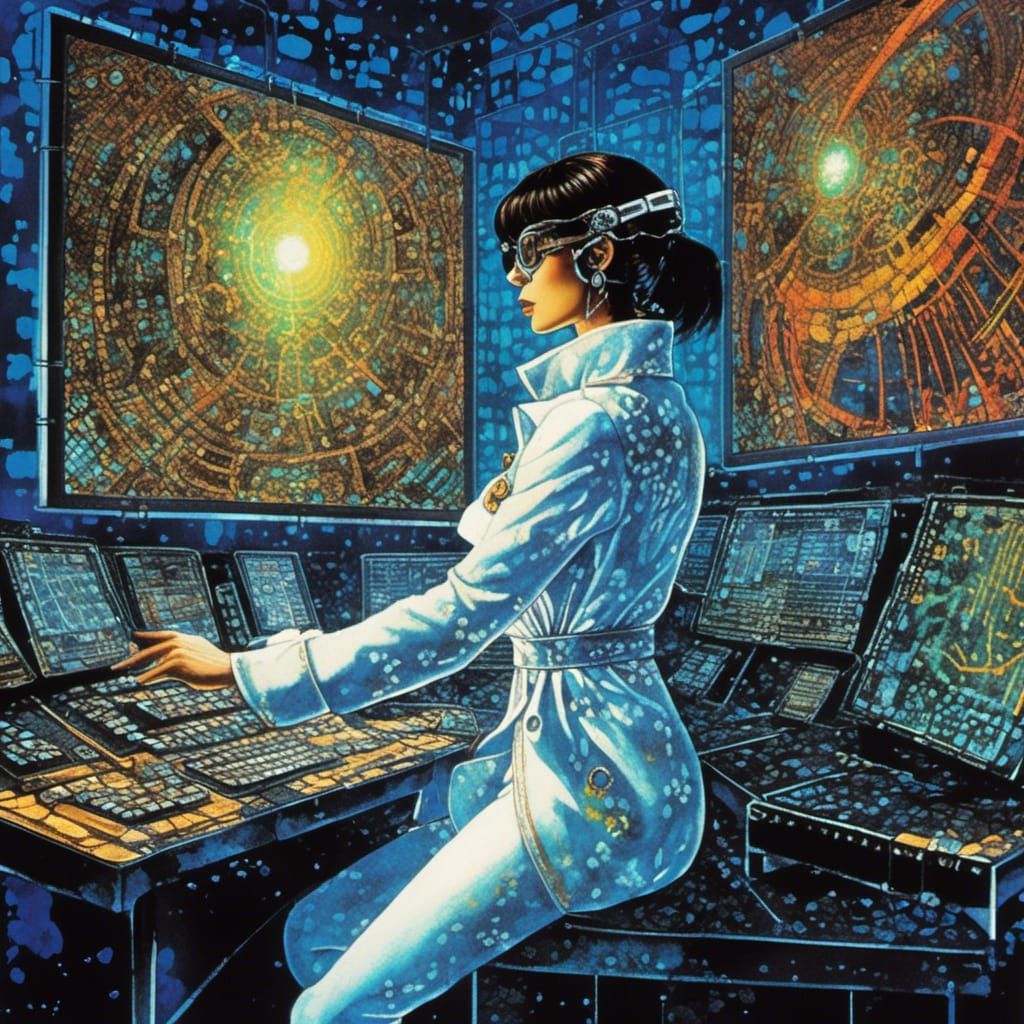 Cyberpunk Hacker in Neon-Lit Lab