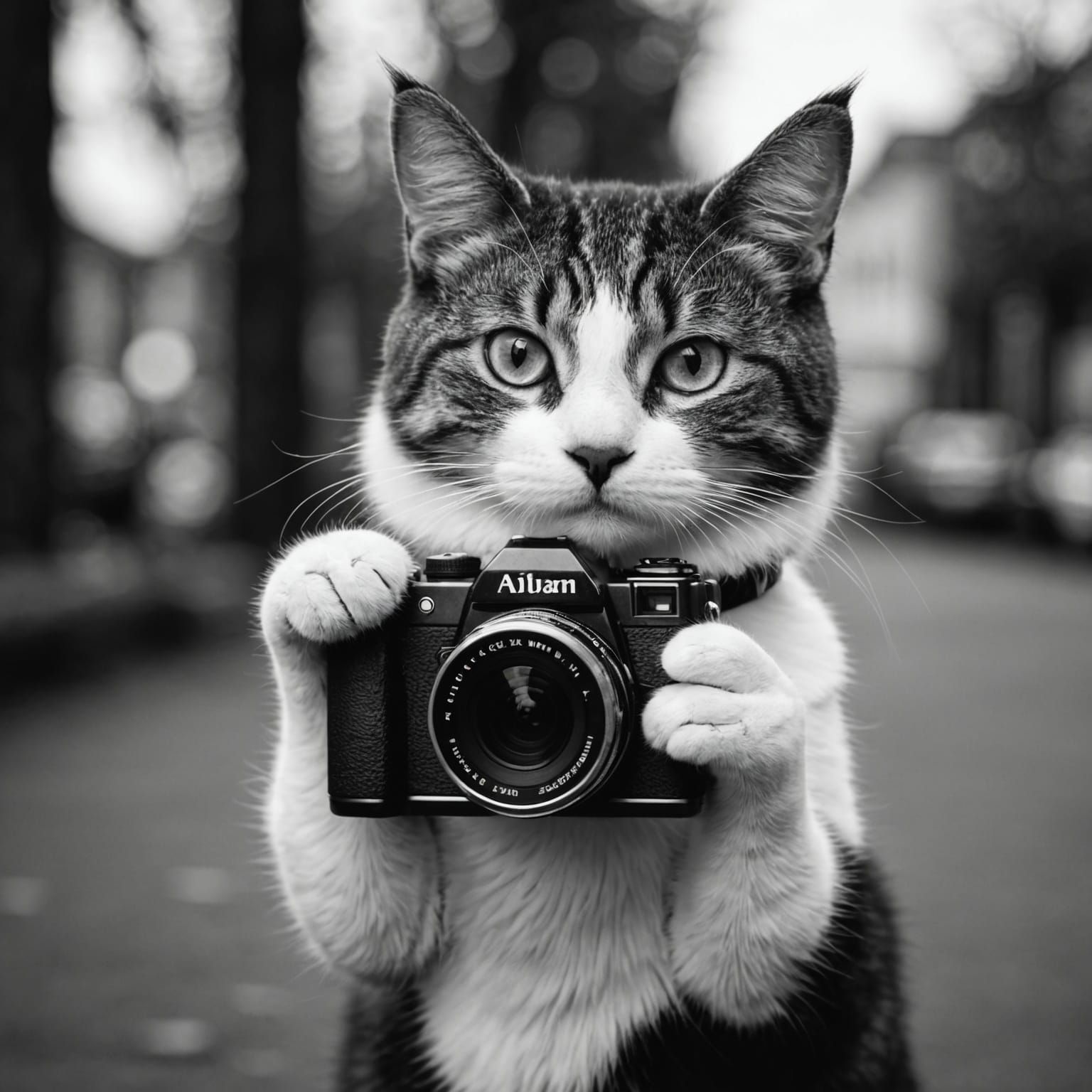 Cat Photographer: A Black and White Portrait