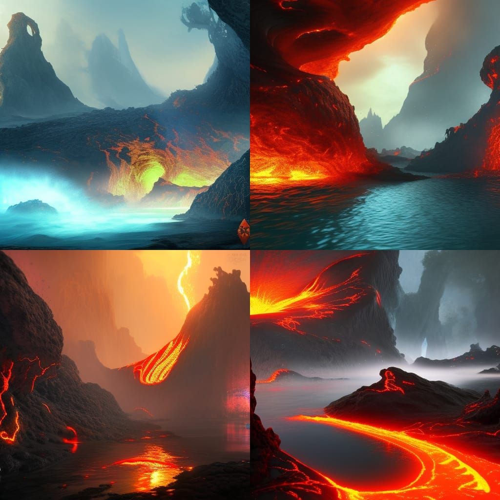 Mystical Waters and Lava: Fantasy Concept Art