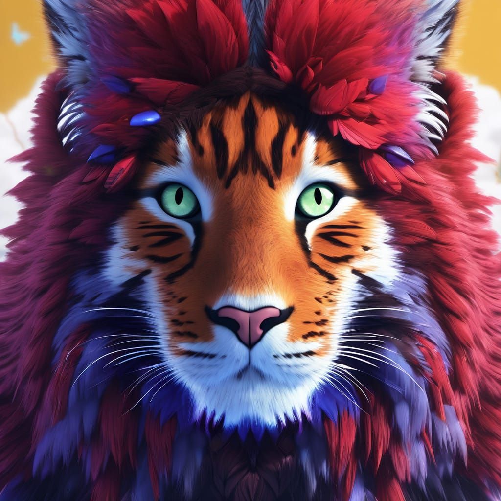 Whimsical Tiger in Vibrant Market Scene